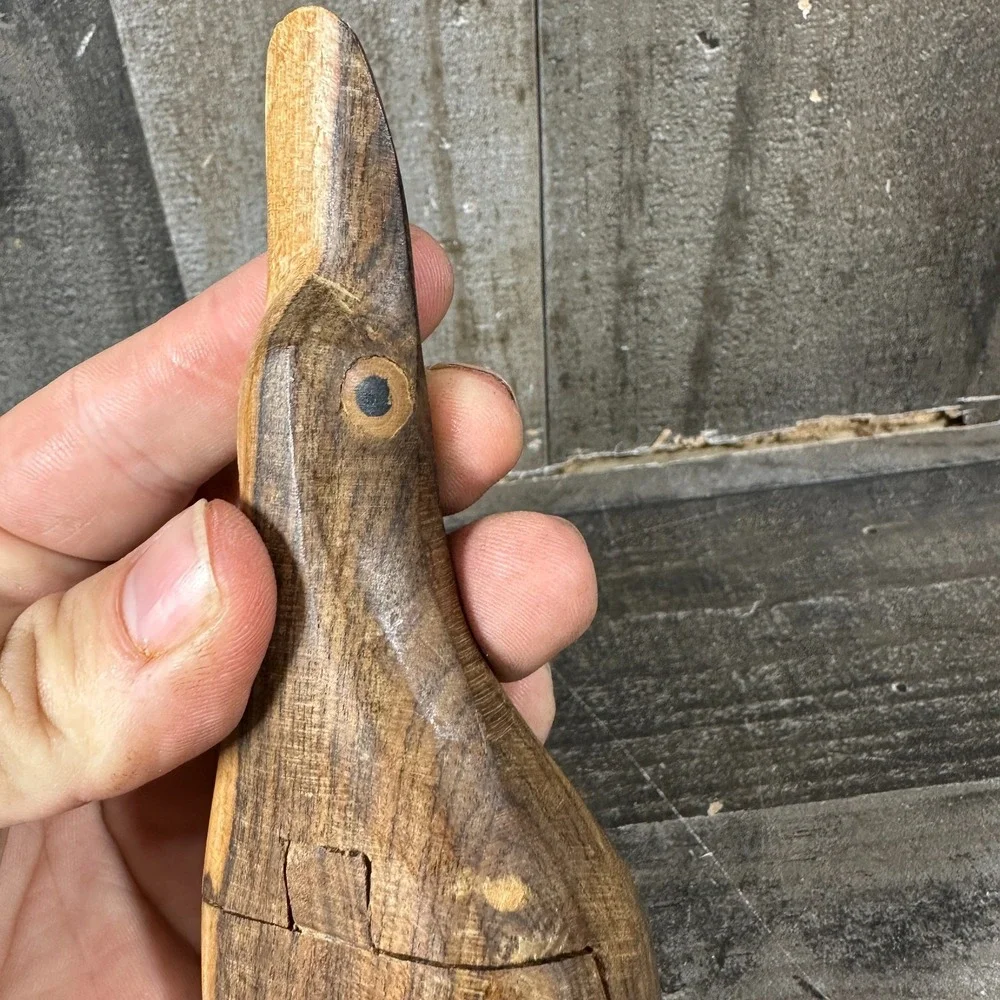 Hand Carved Bird Box Folk Art Duck Storage
